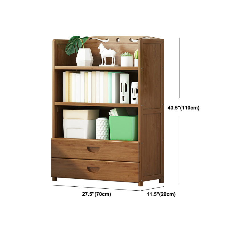 Modern Bamboo Shelf Bookcase Brown Closed Back Book Shelf for Study Room Clearhalo 'Bookcases' 'furn' 'furn_bookcases' 'Furniture' 'Office Furniture' 5840664