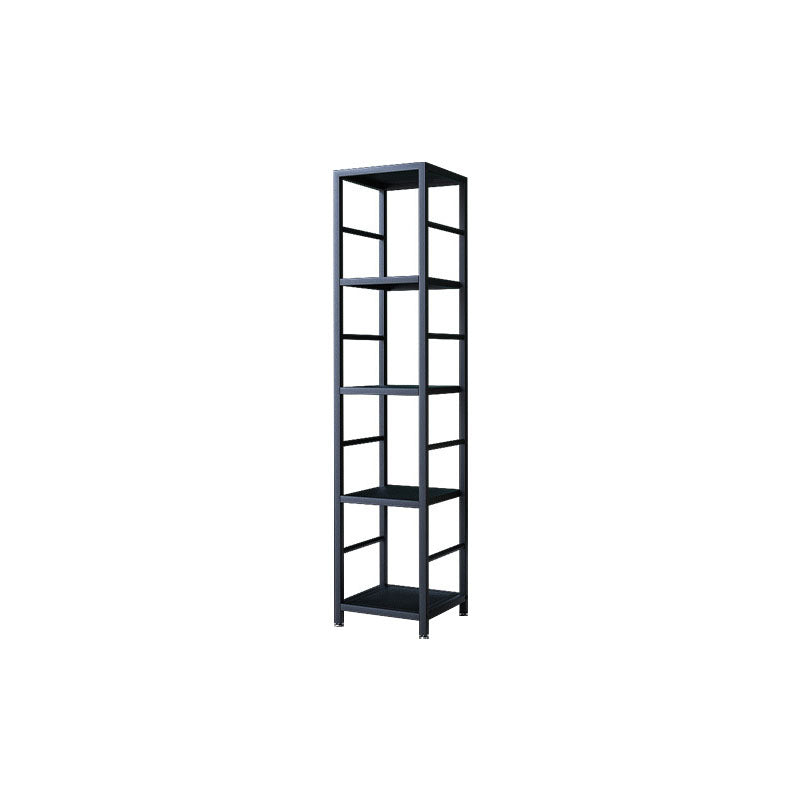 Contemporary Metal Book Shelf Open Home Shelf Bookcase with Shelves 11.8"L x 11.8"W x 52.4"H Black Clearhalo 'Bookcases' 'furn' 'furn_bookcases' 'Furniture' 'Office Furniture' 5840670