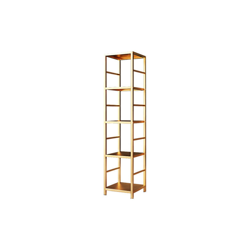 Contemporary Metal Book Shelf Open Home Shelf Bookcase with Shelves 11.8"L x 11.8"W x 52.4"H Gold Clearhalo 'Bookcases' 'furn' 'furn_bookcases' 'Furniture' 'Office Furniture' 5840671