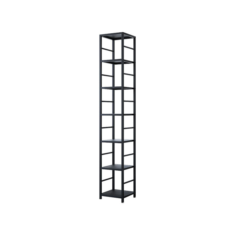 Contemporary Metal Book Shelf Open Home Shelf Bookcase with Shelves 11.8"L x 11.8"W x 77.6"H Black Clearhalo 'Bookcases' 'furn' 'furn_bookcases' 'Furniture' 'Office Furniture' 5840679