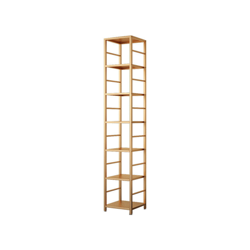 Contemporary Metal Book Shelf Open Home Shelf Bookcase with Shelves 11.8"L x 11.8"W x 77.6"H Gold Clearhalo 'Bookcases' 'furn' 'furn_bookcases' 'Furniture' 'Office Furniture' 5840683
