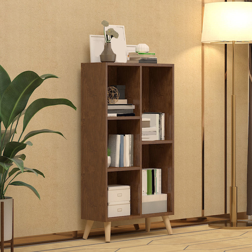 Libreria contemporanea con scaffali in legno ingegnerizzato in legno con scaffali