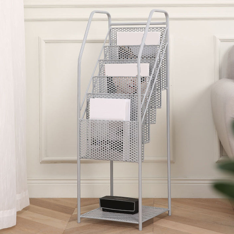 Modern Metal Bookshelf Geometric Closed Back Bookcase in Burnish Clearhalo 'Bookcases' 'furn' 'furn_bookcases' 'Furniture' 'Office Furniture' 5840832