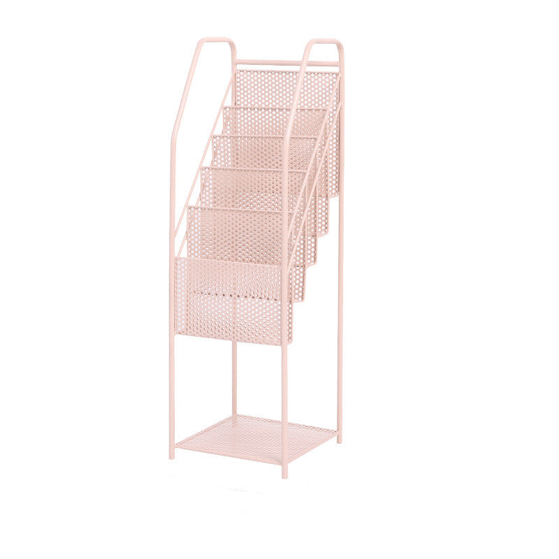 Modern Metal Bookshelf Geometric Closed Back Bookcase in Burnish Pink Clearhalo 'Bookcases' 'furn' 'furn_bookcases' 'Furniture' 'Office Furniture' 5840833