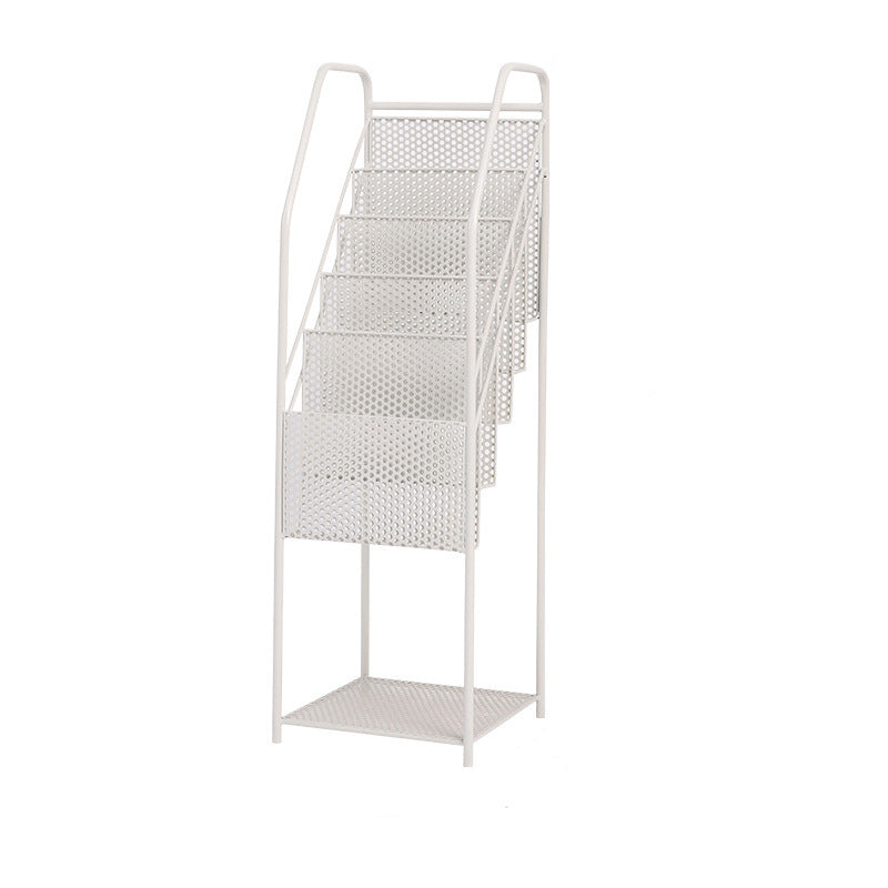 Modern Metal Bookshelf Geometric Closed Back Bookcase in Burnish White Clearhalo 'Bookcases' 'furn' 'furn_bookcases' 'Furniture' 'Office Furniture' 5840834