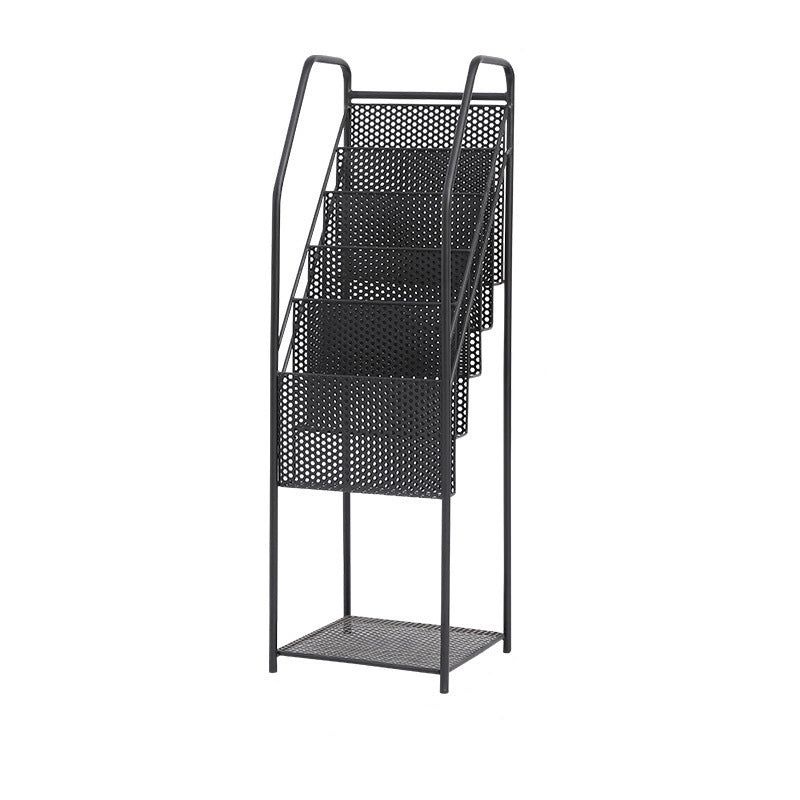 Modern Metal Bookshelf Geometric Closed Back Bookcase in Burnish Black Clearhalo 'Bookcases' 'furn' 'furn_bookcases' 'Furniture' 'Office Furniture' 5840840