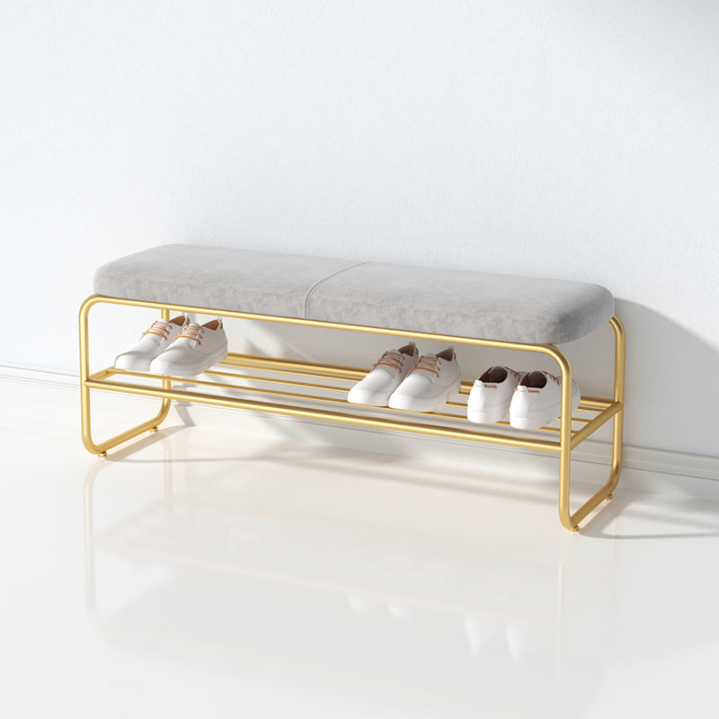 Glam Metal Seating Bench 17.7" H Cushioned Entryway Bench with Legs Clearhalo 'Benches' 'Chairs & Seating' 'furn' 'furn_benches' 'Furniture' 'Living Room Furniture' 5840920