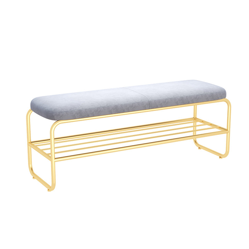 Glam Metal Seating Bench 17.7" H Cushioned Entryway Bench with Legs Gold Clearhalo 'Benches' 'Chairs & Seating' 'furn' 'furn_benches' 'Furniture' 'Living Room Furniture' 5840923