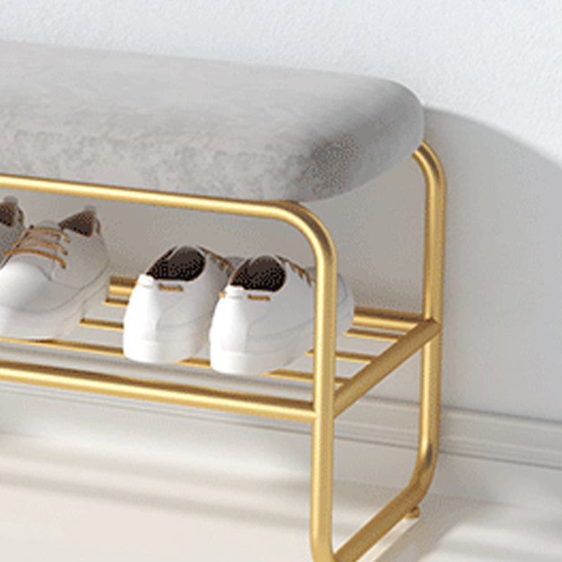 Glam Metal Seating Bench 17.7" H Cushioned Entryway Bench with Legs Clearhalo 'Benches' 'Chairs & Seating' 'furn' 'furn_benches' 'Furniture' 'Living Room Furniture' 5840927