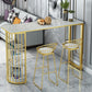 Glam Juego de mesa de bar de 1/3 piezas, mesa de mostrador de piedra con taburetes altos para sala de estar