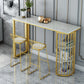 Glam Juego de mesa de bar de 1/3 piezas, mesa de mostrador de piedra con taburetes altos para sala de estar