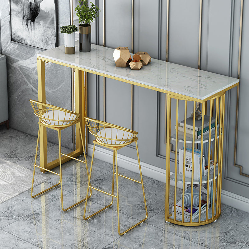 Glam Juego de mesa de bar de 1/3 piezas, mesa de mostrador de piedra con taburetes altos para sala de estar