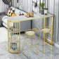 Glam Juego de mesa de bar de 1/3 piezas, mesa de mostrador de piedra con taburetes altos para sala de estar