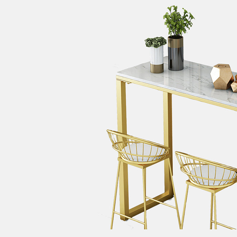 Glam Juego de mesa de bar de 1/3 piezas, mesa de mostrador de piedra con taburetes altos para sala de estar