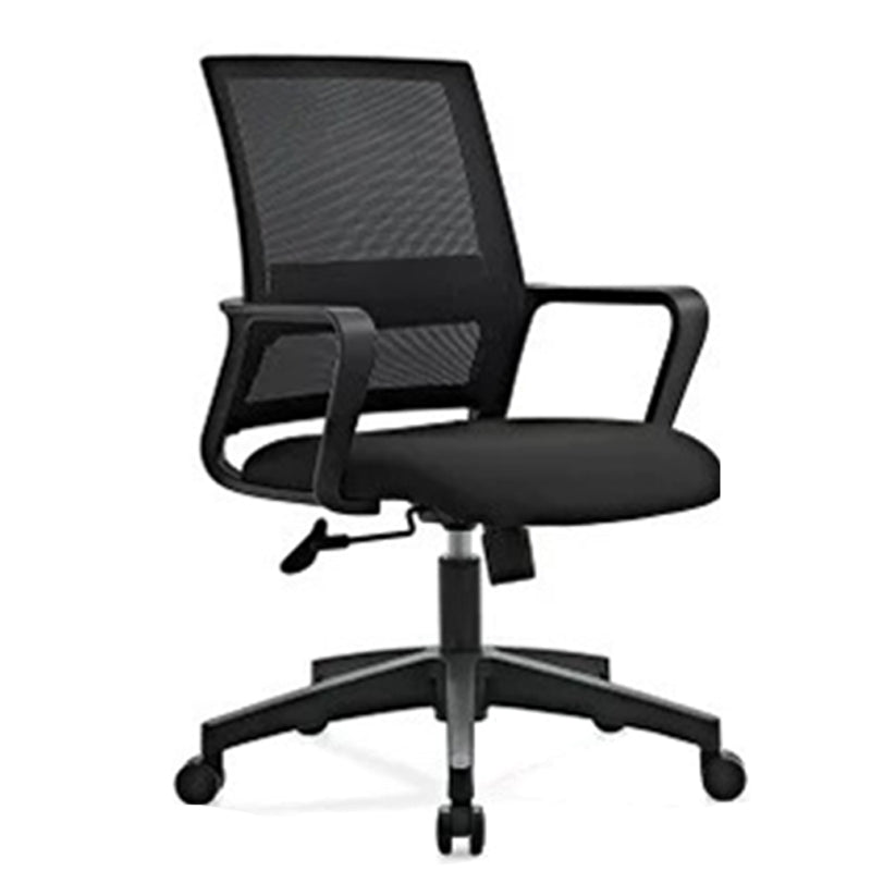 Contemporary Mesh Desk Chair with Nylon Legs Black Office Chair Black 1 Piece Clearhalo 'furn' 'furn_office_chair' 'Furniture' 'Office Chairs' 'Office Furniture' 'office_chair' 5842442