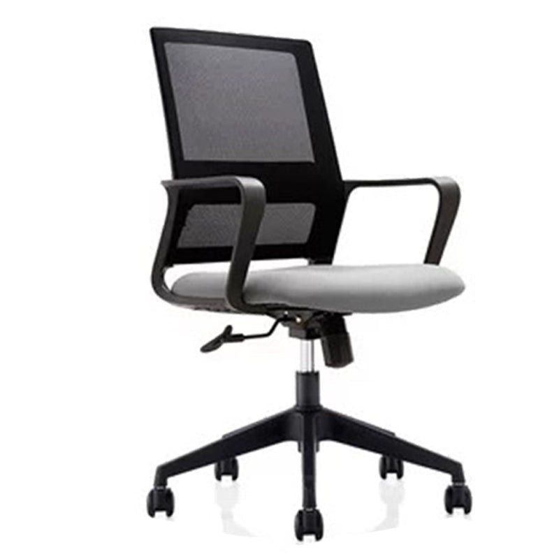 Contemporary Mesh Desk Chair with Nylon Legs Black Office Chair Grey 1 Piece Clearhalo 'furn' 'furn_office_chair' 'Furniture' 'Office Chairs' 'Office Furniture' 'office_chair' 5842445