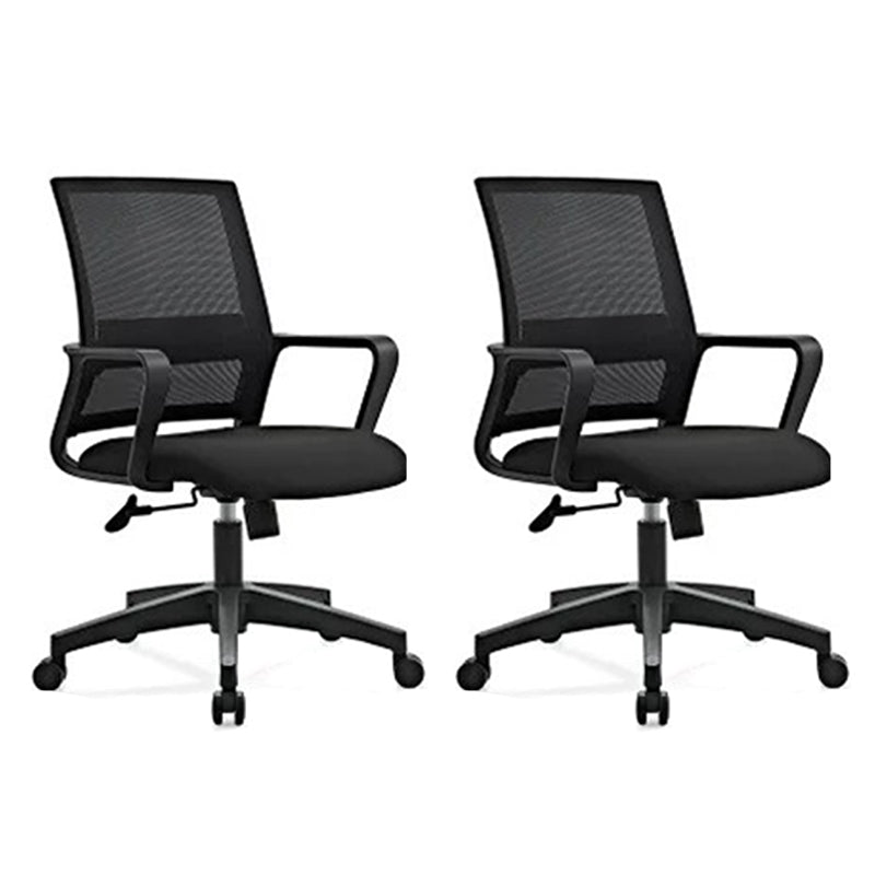 Contemporary Mesh Desk Chair with Nylon Legs Black Office Chair Black 2 Piece Set Clearhalo 'furn' 'furn_office_chair' 'Furniture' 'Office Chairs' 'Office Furniture' 'office_chair' 5842449