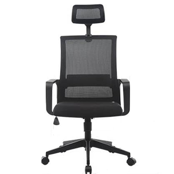 Contemporary Mesh Desk Chair with Nylon Legs Black Office Chair Clearhalo 'furn' 'furn_office_chair' 'Furniture' 'Office Chairs' 'Office Furniture' 'office_chair' 5842450