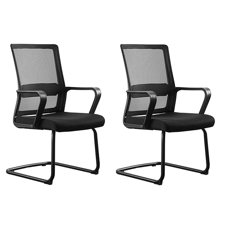 Contemporary Mesh Desk Chair with Nylon Legs Black Office Chair Matte Black 2 Piece Set Clearhalo 'furn' 'furn_office_chair' 'Furniture' 'Office Chairs' 'Office Furniture' 'office_chair' 5842451