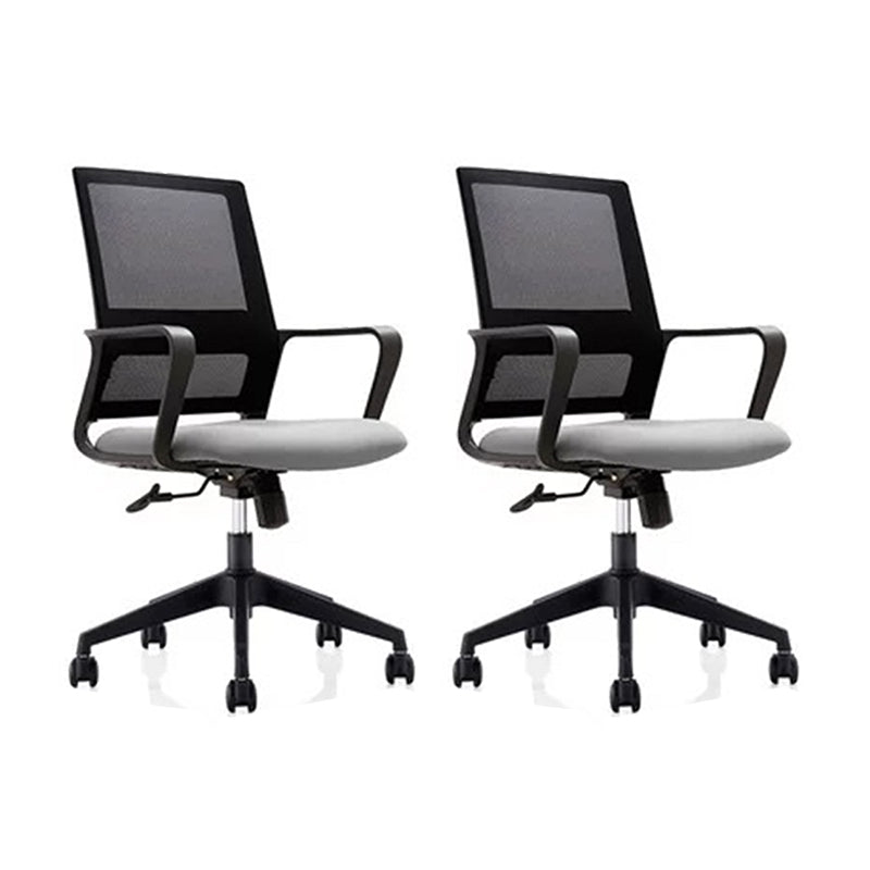 Contemporary Mesh Desk Chair with Nylon Legs Black Office Chair Grey 2 Piece Set Clearhalo 'furn' 'furn_office_chair' 'Furniture' 'Office Chairs' 'Office Furniture' 'office_chair' 5842453