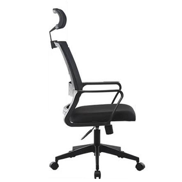Contemporary Mesh Desk Chair with Nylon Legs Black Office Chair Clearhalo 'furn' 'furn_office_chair' 'Furniture' 'Office Chairs' 'Office Furniture' 'office_chair' 5842457