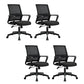Contemporary Mesh Desk Chair with Nylon Legs Black Office Chair Black 4 Piece Set Clearhalo 'furn' 'furn_office_chair' 'Furniture' 'Office Chairs' 'Office Furniture' 'office_chair' 5842458