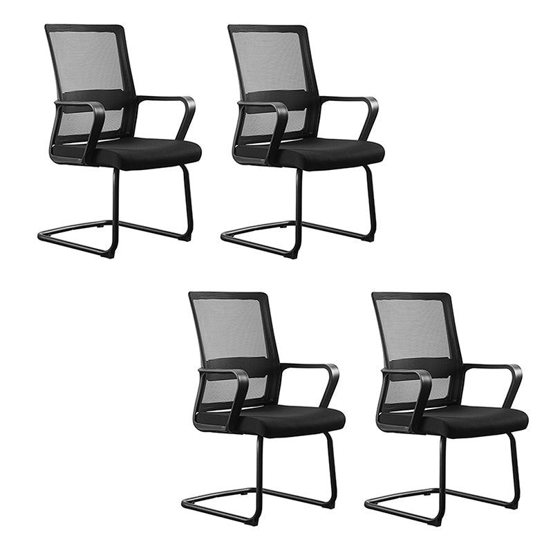 Contemporary Mesh Desk Chair with Nylon Legs Black Office Chair Matte Black 4 Piece Set Clearhalo 'furn' 'furn_office_chair' 'Furniture' 'Office Chairs' 'Office Furniture' 'office_chair' 5842459