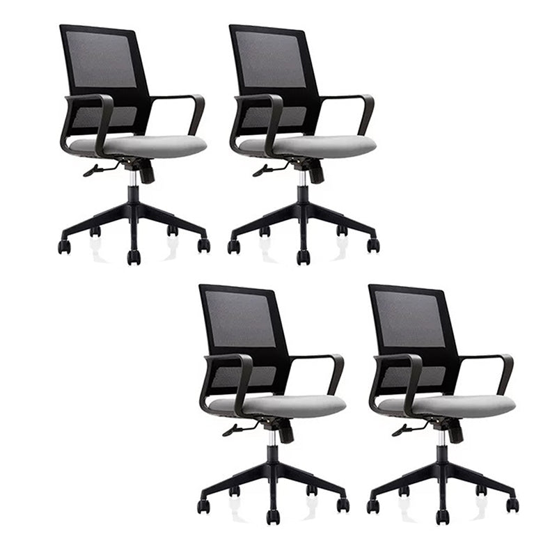Contemporary Mesh Desk Chair with Nylon Legs Black Office Chair Grey 4 Piece Set Clearhalo 'furn' 'furn_office_chair' 'Furniture' 'Office Chairs' 'Office Furniture' 'office_chair' 5842460
