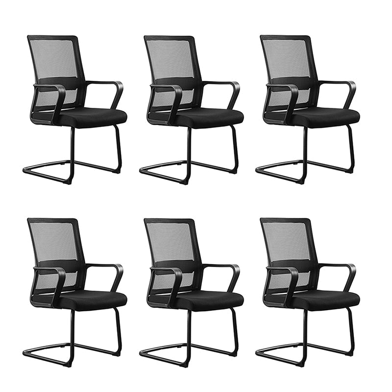 Contemporary Mesh Desk Chair with Nylon Legs Black Office Chair Matte Black 6 Piece Set Clearhalo 'furn' 'furn_office_chair' 'Furniture' 'Office Chairs' 'Office Furniture' 'office_chair' 5842463