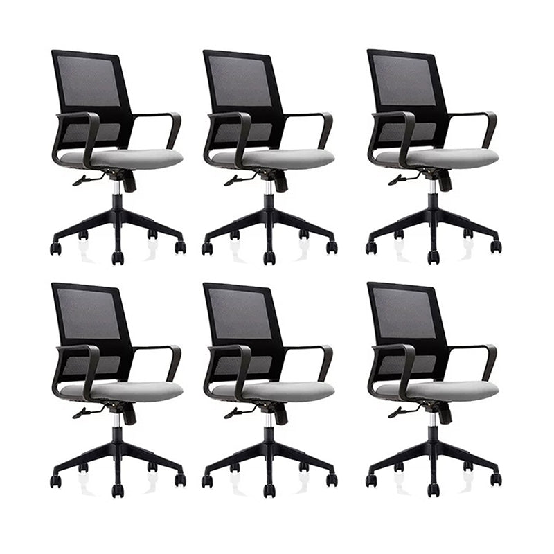 Contemporary Mesh Desk Chair with Nylon Legs Black Office Chair Grey 6 Piece Set Clearhalo 'furn' 'furn_office_chair' 'Furniture' 'Office Chairs' 'Office Furniture' 'office_chair' 5842464