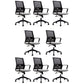 Contemporary Mesh Desk Chair with Nylon Legs Black Office Chair Grey 8 Piece Set Clearhalo 'furn' 'furn_office_chair' 'Furniture' 'Office Chairs' 'Office Furniture' 'office_chair' 5842468