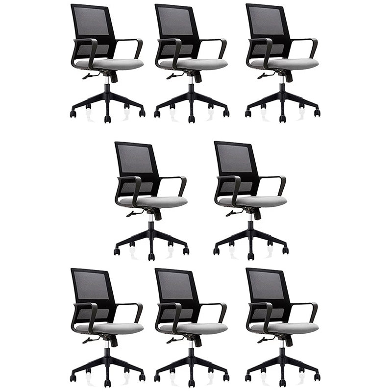 Contemporary Mesh Desk Chair with Nylon Legs Black Office Chair Grey 8 Piece Set Clearhalo 'furn' 'furn_office_chair' 'Furniture' 'Office Chairs' 'Office Furniture' 'office_chair' 5842468