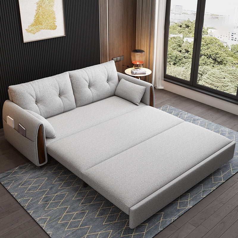 Linen Square Sofa Bed Slipcovered Tufted Back Sofa with Storage in Grey 51"L x 32"W x 32"H Foam Clearhalo 'furn' 'furn_sofas' 'Furniture' 'Living Room Furniture' 'Sofa' 'sofas' 5842856