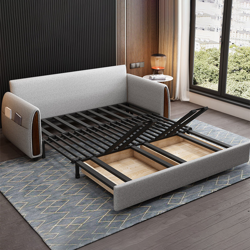 Linen Square Sofa Bed Slipcovered Tufted Back Sofa with Storage in Grey Clearhalo 'furn' 'furn_sofas' 'Furniture' 'Living Room Furniture' 'Sofa' 'sofas' 5842860