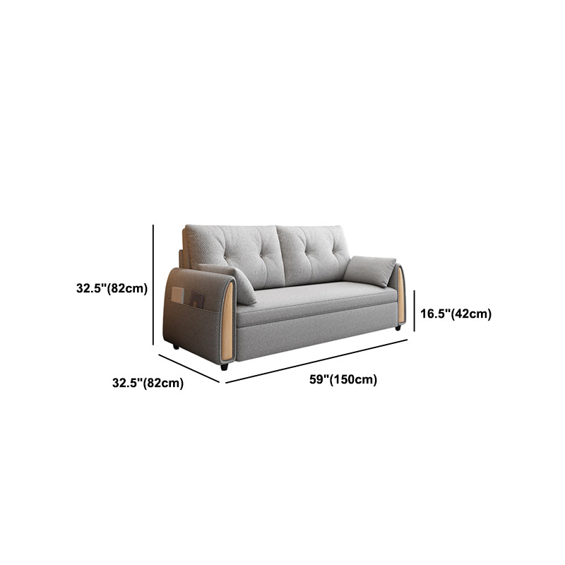 Linen Square Sofa Bed Slipcovered Tufted Back Sofa with Storage in Grey Clearhalo 'furn' 'furn_sofas' 'Furniture' 'Living Room Furniture' 'Sofa' 'sofas' 5842863