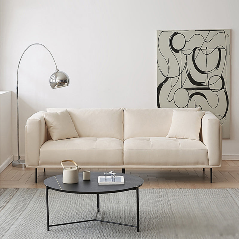 White Tuxedo Arm Sofa Contemporary Sofa with Bolster Pillows for Living Room Clearhalo 'furn' 'furn_sofas' 'Furniture' 'Living Room Furniture' 'Sofa' 'sofas' 5842964