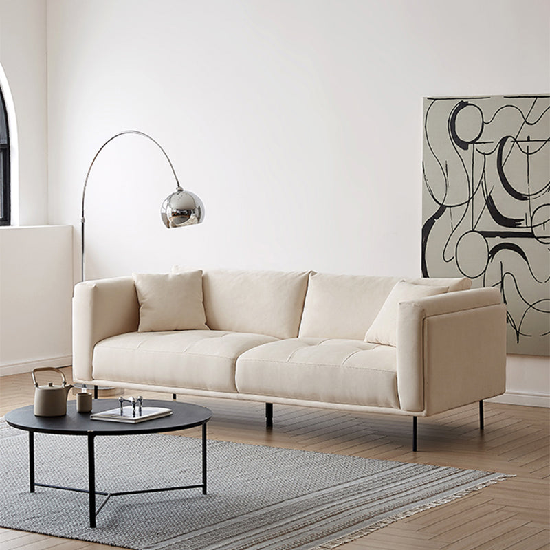 White Tuxedo Arm Sofa Contemporary Sofa with Bolster Pillows for Living Room Clearhalo 'furn' 'furn_sofas' 'Furniture' 'Living Room Furniture' 'Sofa' 'sofas' 5842965