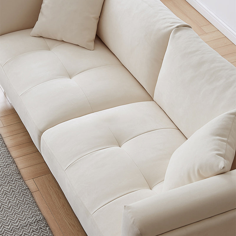 White Tuxedo Arm Sofa Contemporary Sofa with Bolster Pillows for Living Room Clearhalo 'furn' 'furn_sofas' 'Furniture' 'Living Room Furniture' 'Sofa' 'sofas' 5842971