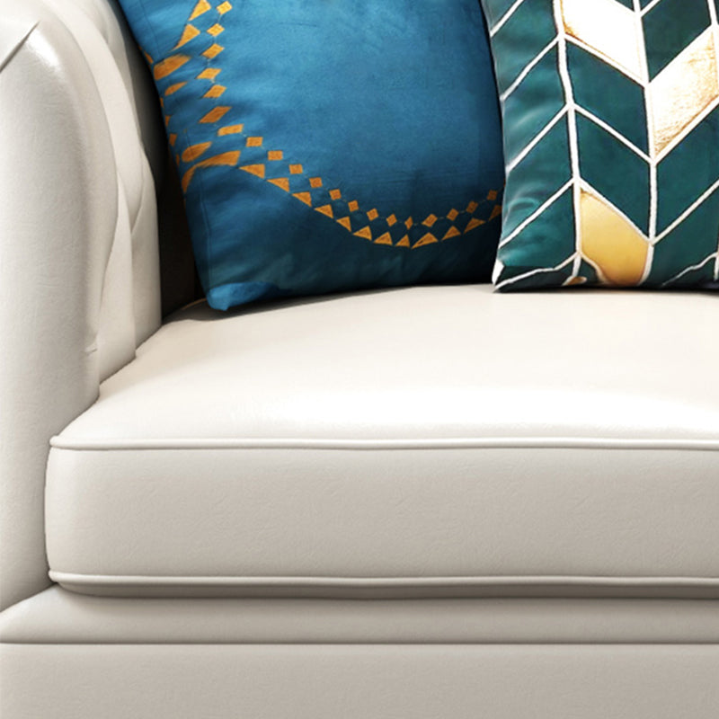 Tufted Rolled Arm Chesterfield Sofa Faux Leather Beige Cushions Sofa Clearhalo 'furn' 'furn_sofas' 'Furniture' 'Living Room Furniture' 'Sofa' 'sofas' 5842984