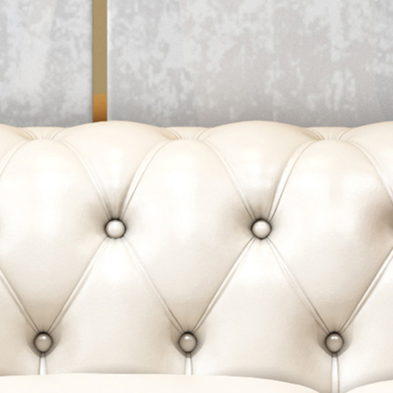 Tufted Rolled Arm Chesterfield Sofa Faux Leather Beige Cushions Sofa Clearhalo 'furn' 'furn_sofas' 'Furniture' 'Living Room Furniture' 'Sofa' 'sofas' 5842985