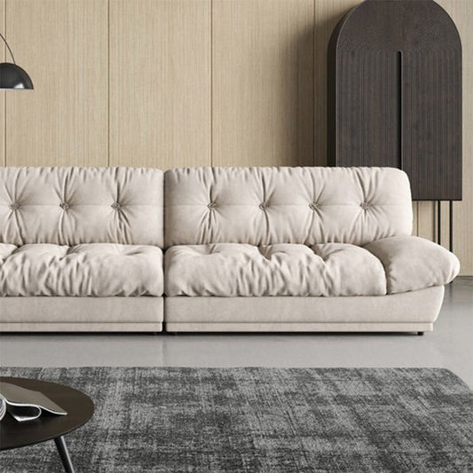 Weißes samtarmes armloses Sofa zeitgenössisches Sofa mit Tufted Rücken für Wohnzimmer