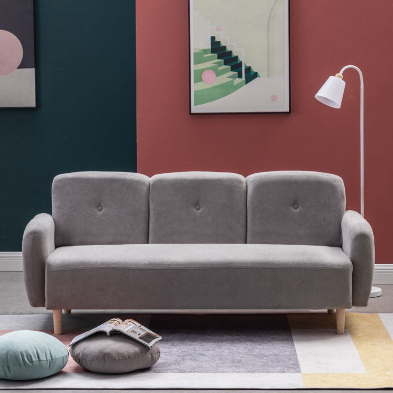 29.92" High Velvet Sofa Recessed Arm Sofa with 3-seater for Apartment Light Gray Clearhalo 'furn' 'furn_sofas' 'Furniture' 'Living Room Furniture' 'Sofa' 'sofas' 5843094