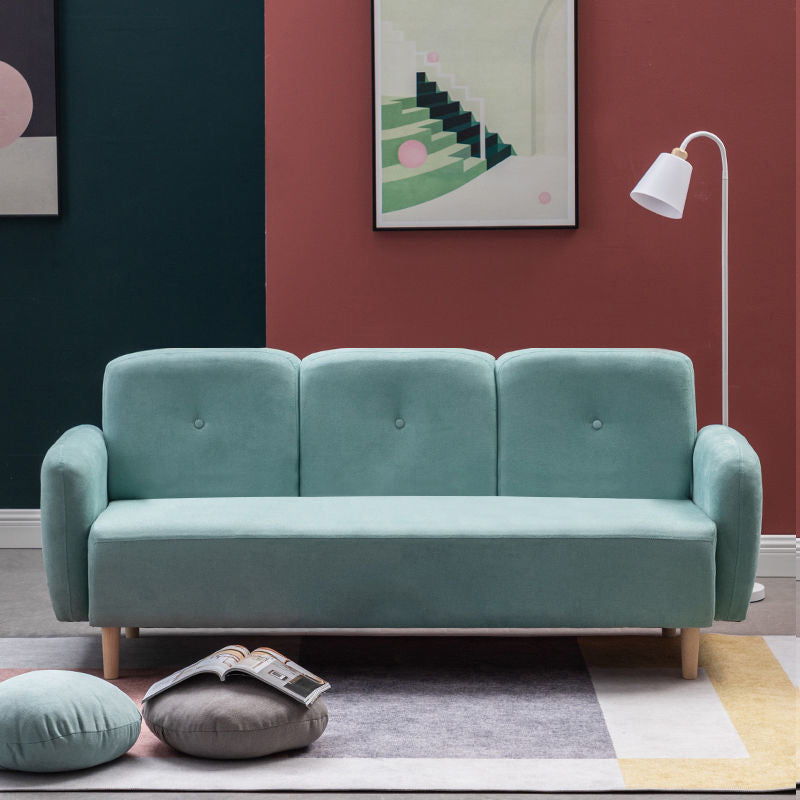 29.92" High Velvet Sofa Recessed Arm Sofa with 3-seater for Apartment Lake Blue Clearhalo 'furn' 'furn_sofas' 'Furniture' 'Living Room Furniture' 'Sofa' 'sofas' 5843097