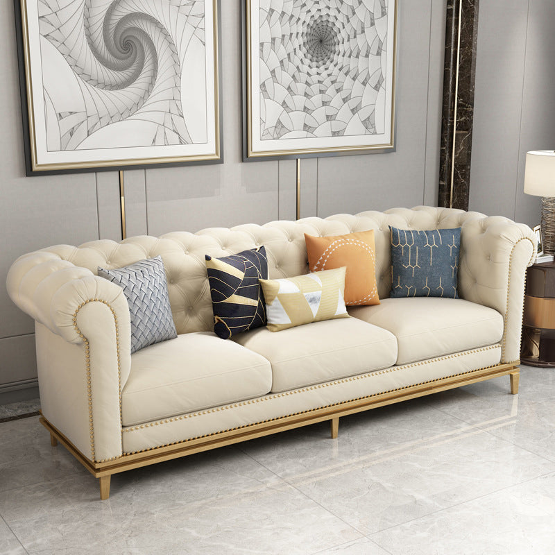 Divano armato arrotolato a 3 posti Chesterfield trapuntato 82,68 "W.