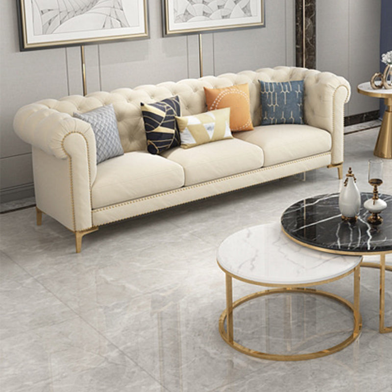 Divano armato arrotolato a 3 posti Chesterfield trapuntato 82,68 "W.