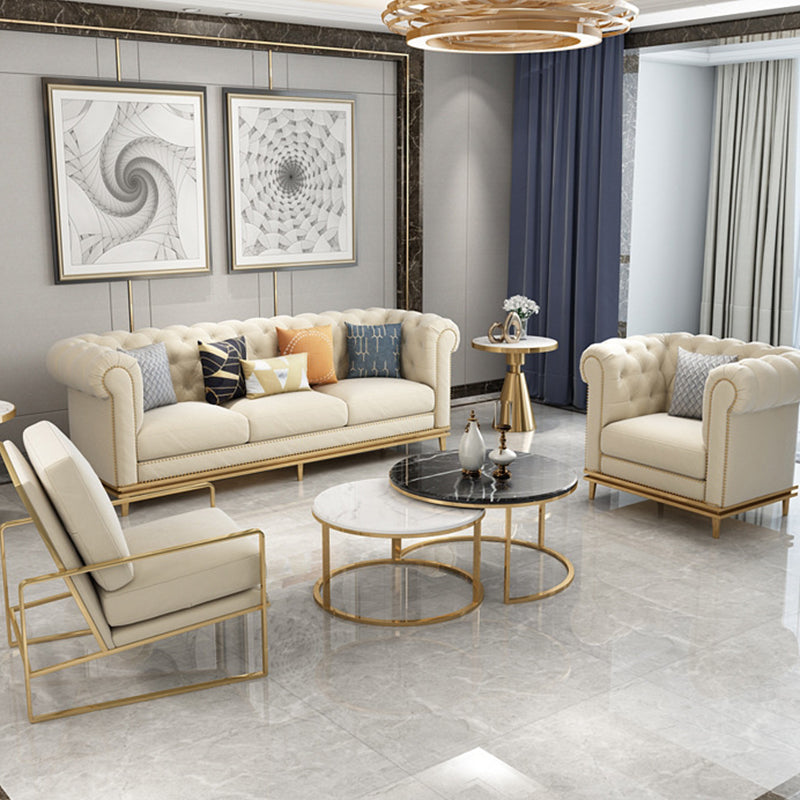 Divano armato arrotolato a 3 posti Chesterfield trapuntato 82,68 "W.