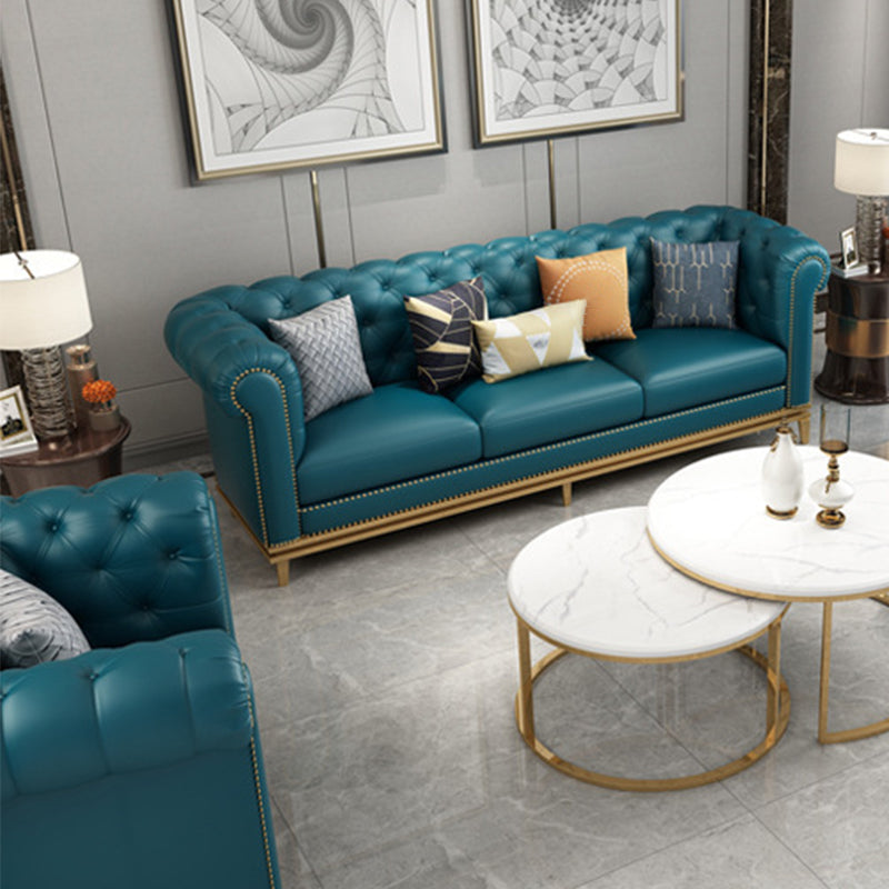 Divano armato arrotolato a 3 posti Chesterfield trapuntato 82,68 "W.