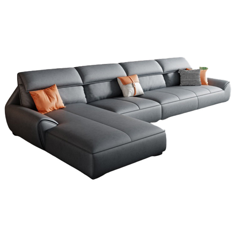 Sezioni grigie in pelle finta 34.6 "H sezionali bracciati svasati per soggiorno