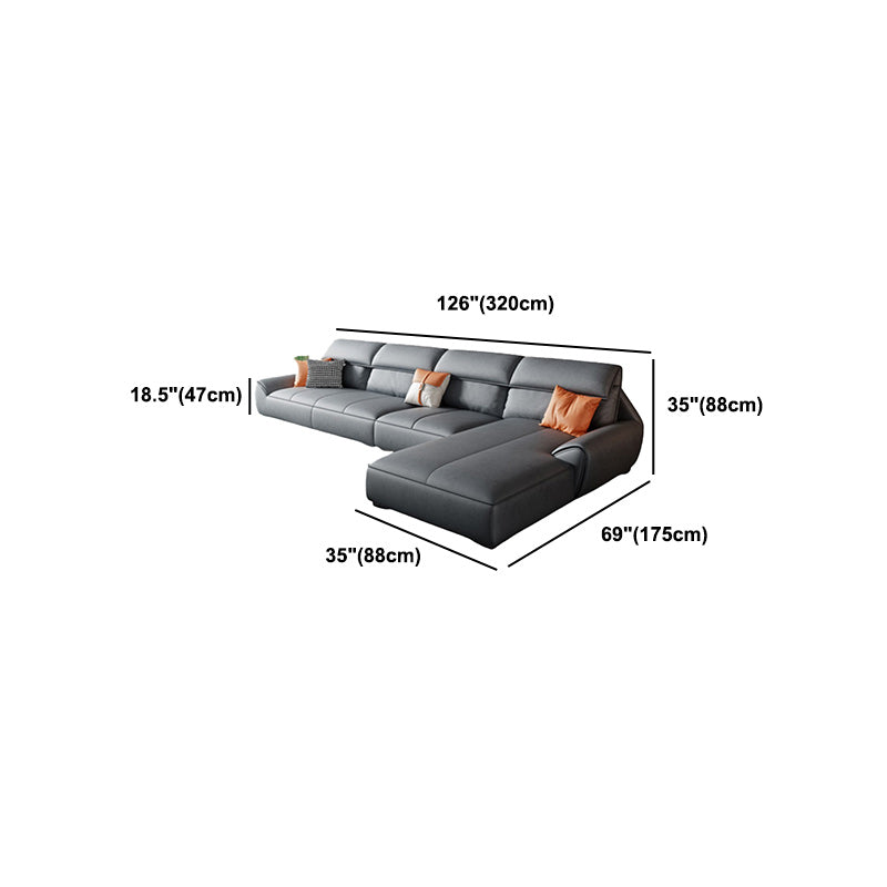 Sezioni grigie in pelle finta 34.6 "H sezionali bracciati svasati per soggiorno