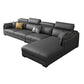 Modern Faux Leather Sofa & Chaise 68.90" D Square Arm Sofa in Dark Grey 126"L x 69"W x 35"H Right Clearhalo 'furn' 'furn_sectionals' 'Furniture' 'Living Room Furniture' 'Sectionals' 5843234